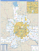 Minneapolis-St. Paul-Bloomington Metro Area Wall Map Basic Style